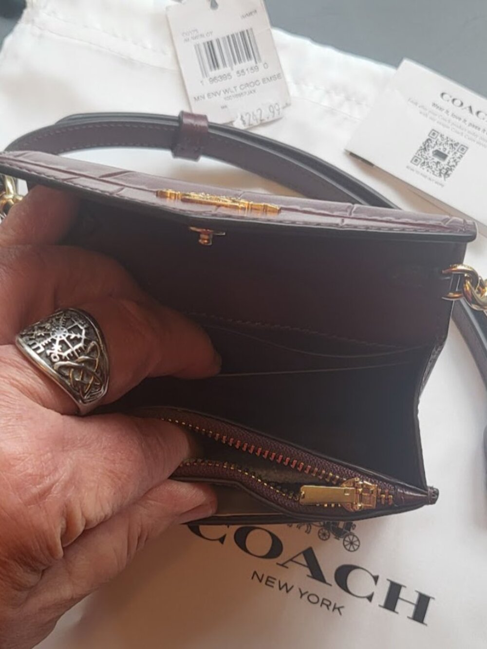 Coach Mini Envelope Wallet With Strap Style #CU175 With Coach Dust Bag - Picture 10 of 13